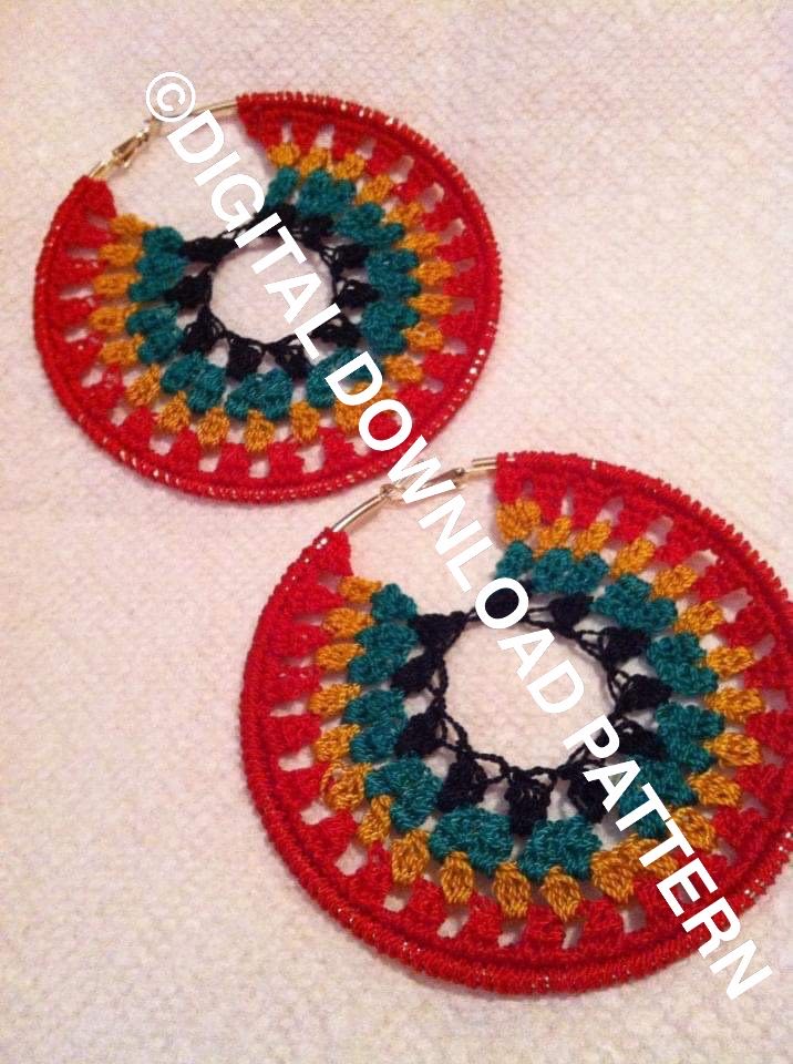 DIGITAL DOWNLOAD PATTERN Rasta Power Crochet Earrings