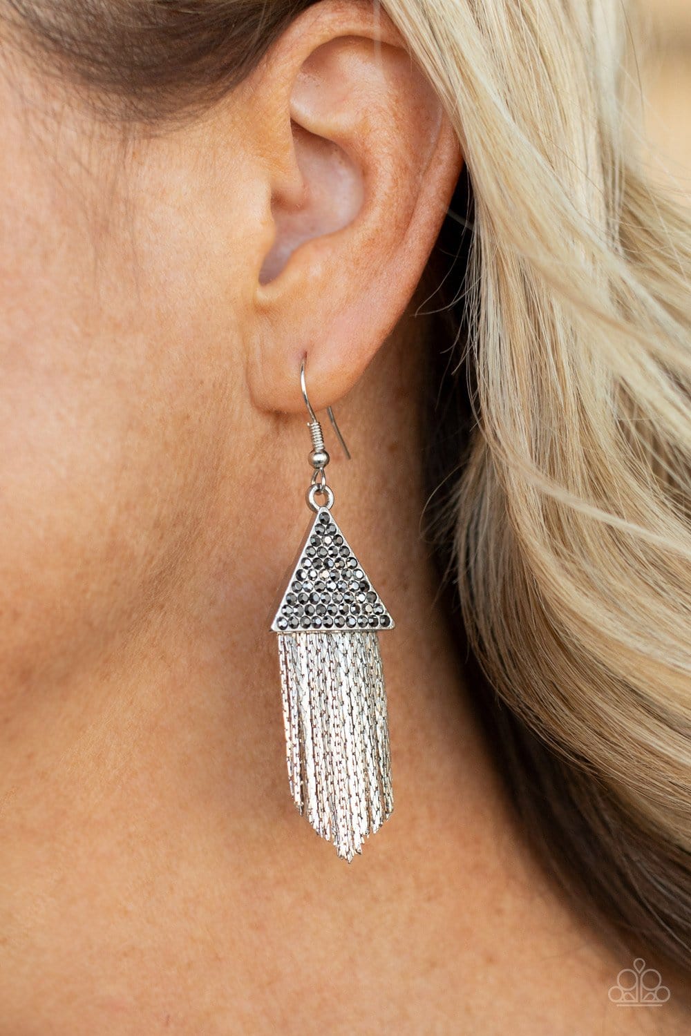 Paparazzi Pyramid SHEEN Fringe Earrings