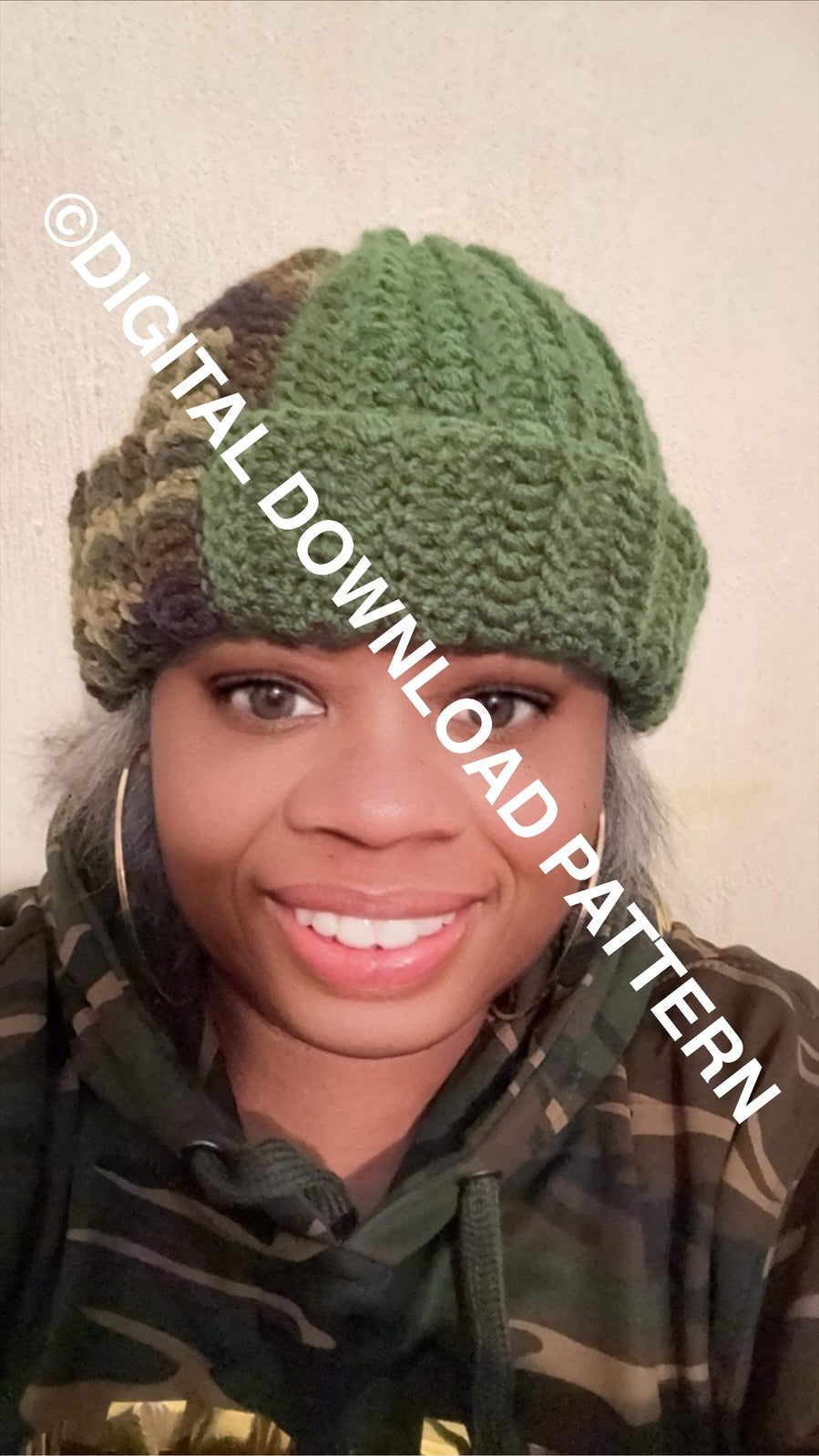 DIGITAL DOWNLOAD PATTERN Tri Color Beanie