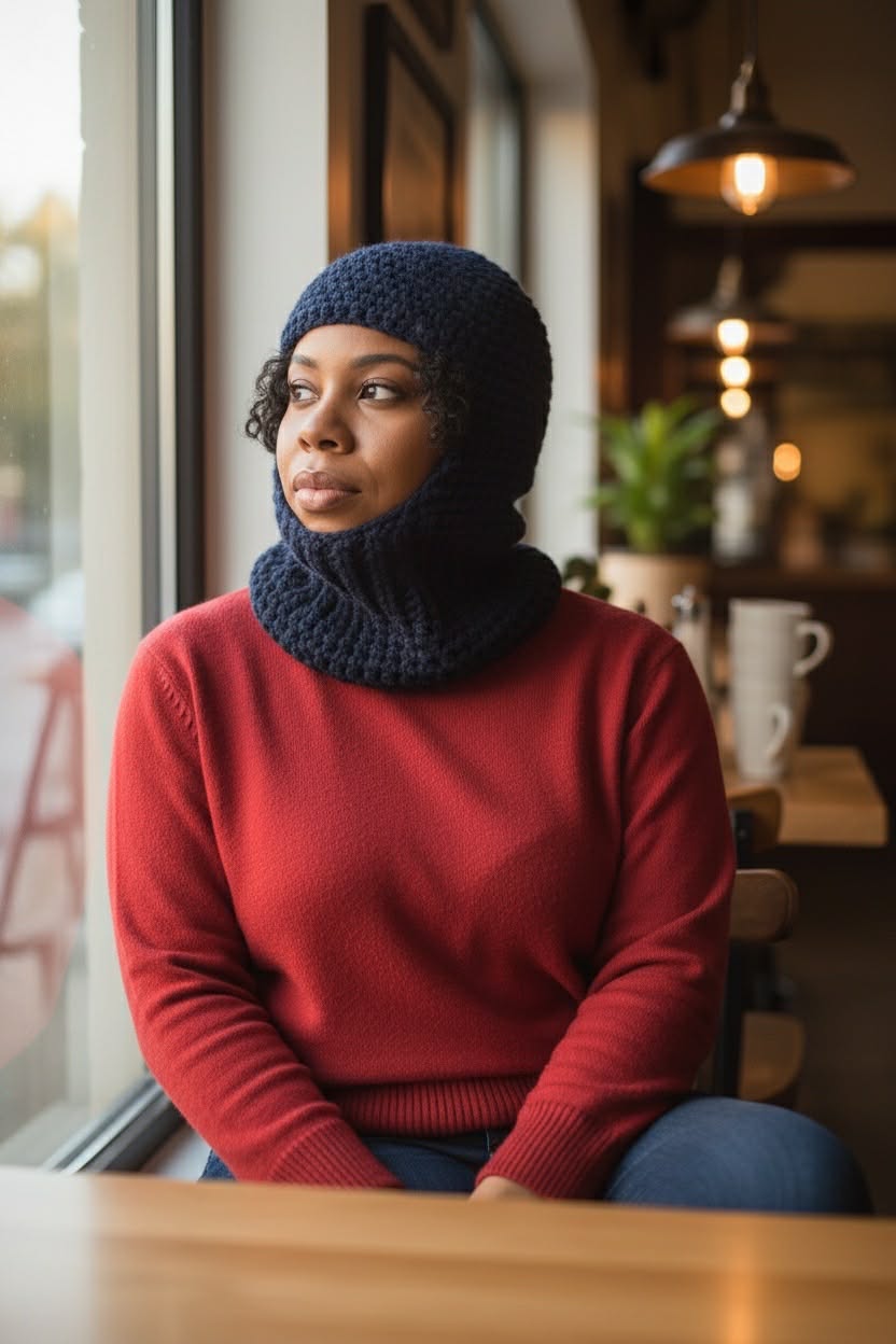 Fitted Ribbed Crochet Balaclava – Cozy Handmade Winter Headwear