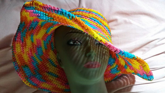 Cheree's Sunshine Rainbow Wide Brim Crochet Sun Hat