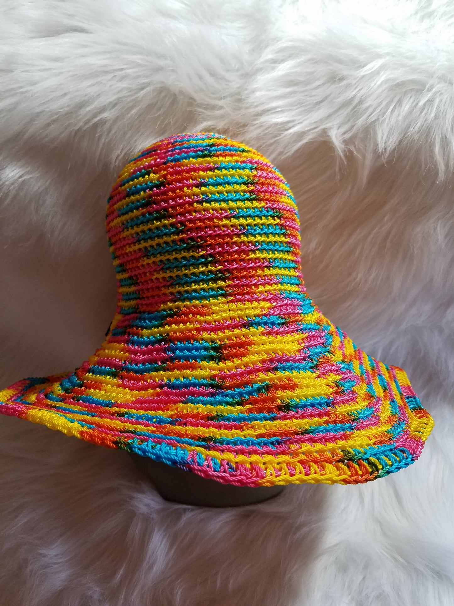 Cheree's Sunshine Rainbow Wide Brim Crochet Sun Hat