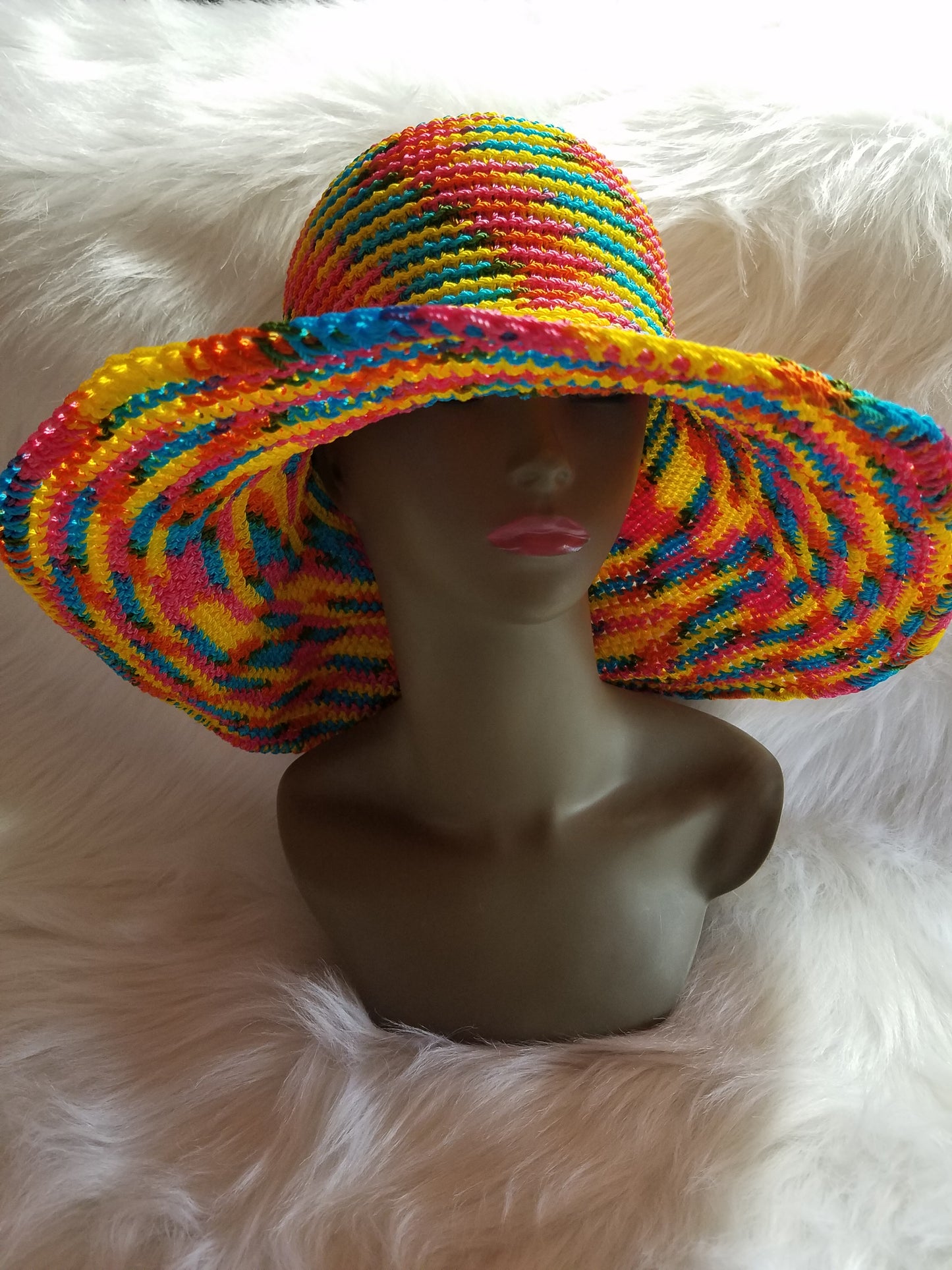 Cheree's Sunshine Rainbow Wide Brim Crochet Sun Hat