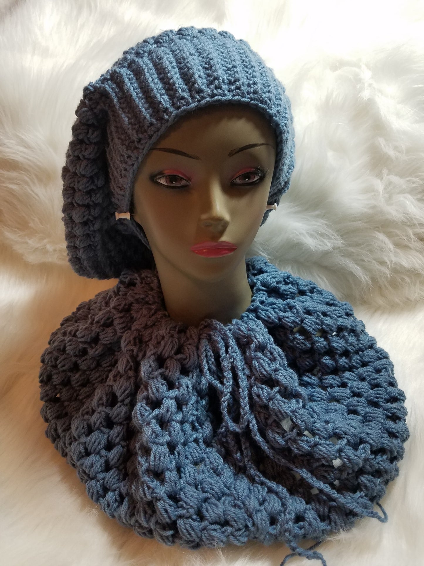 Puff Stitch Slouchy Hat Set