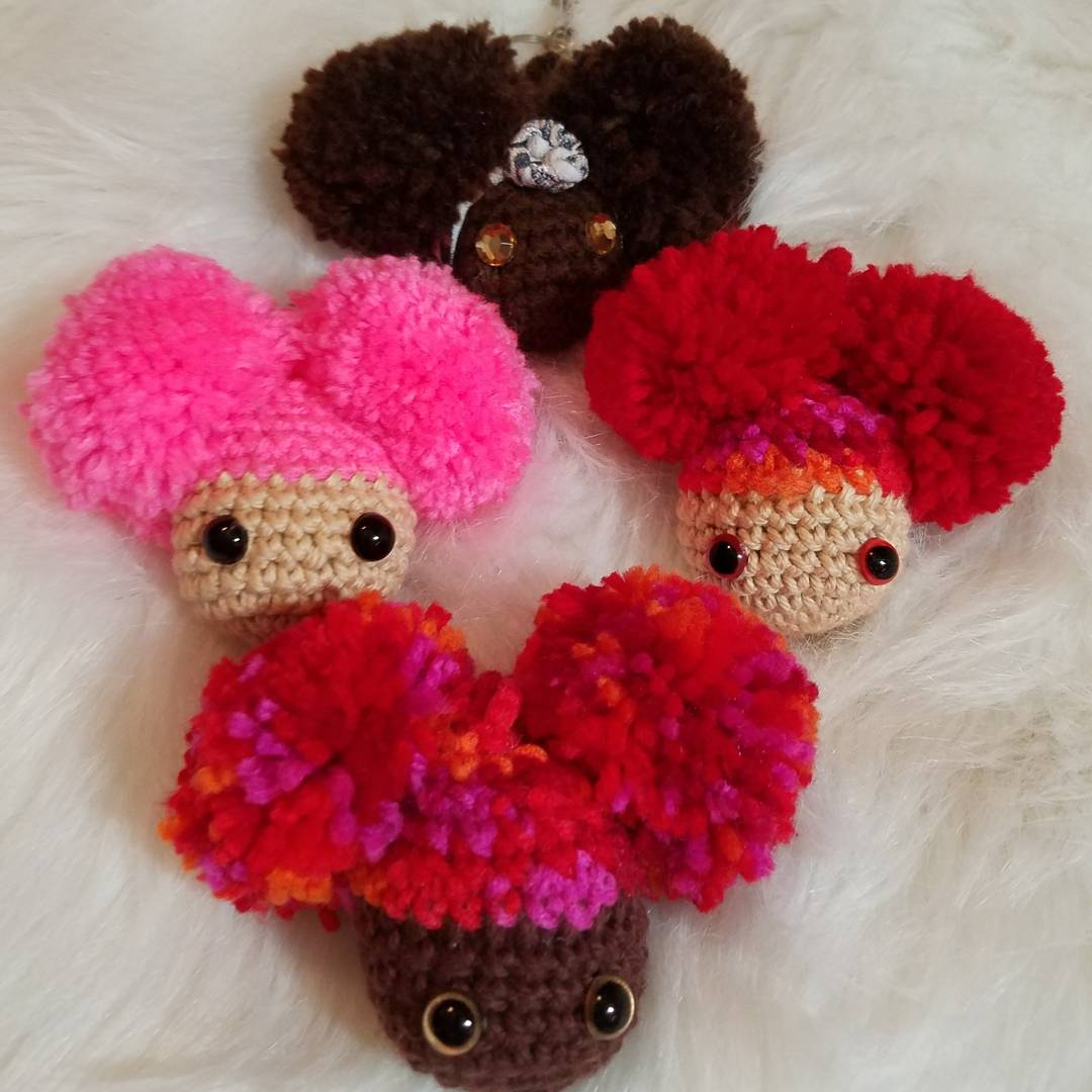 Lil Miss Afro Puff Keychains