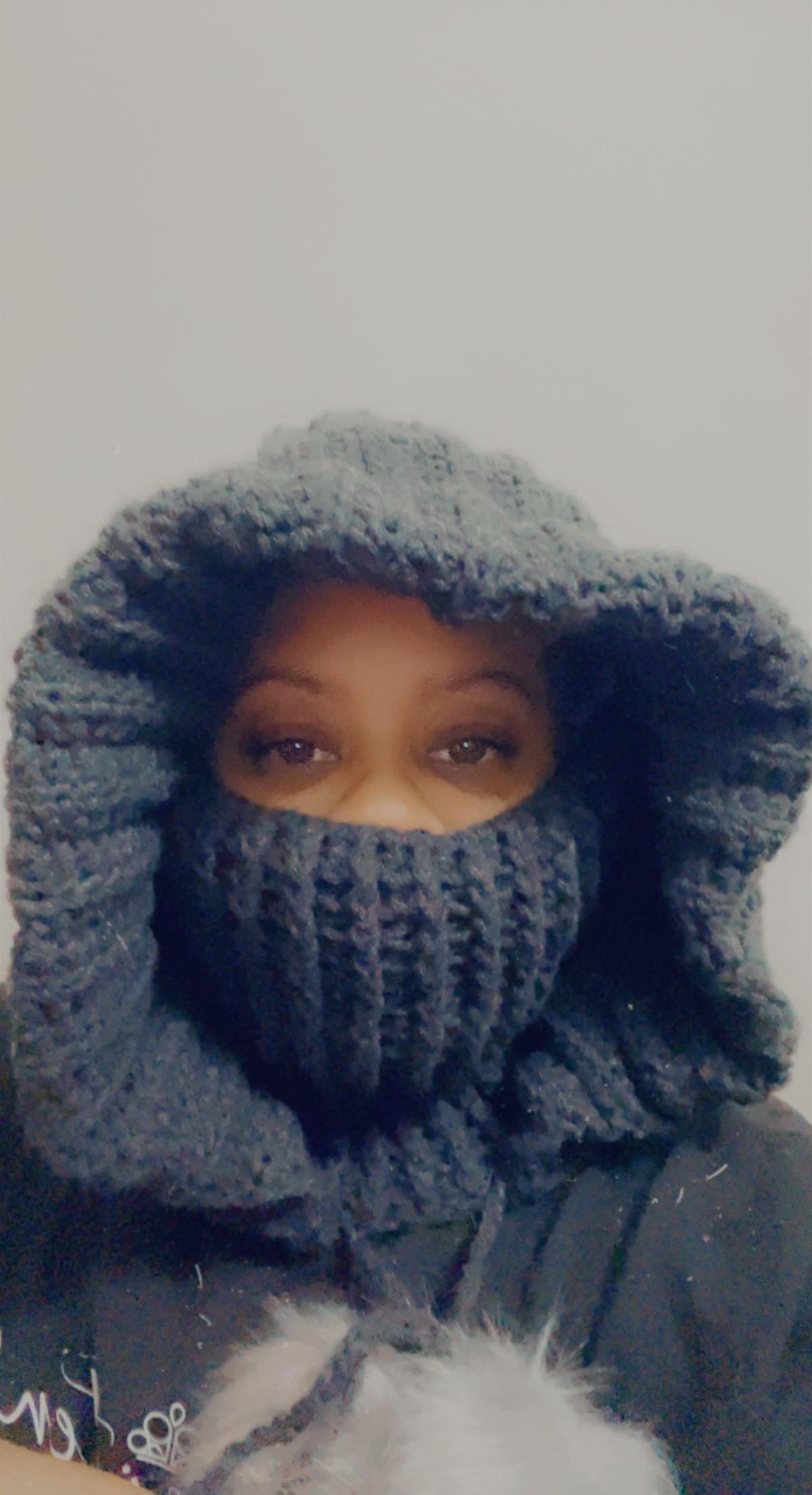 Turtleneck Hoodie Balaclava – Handmade Crochet Winter Headwear