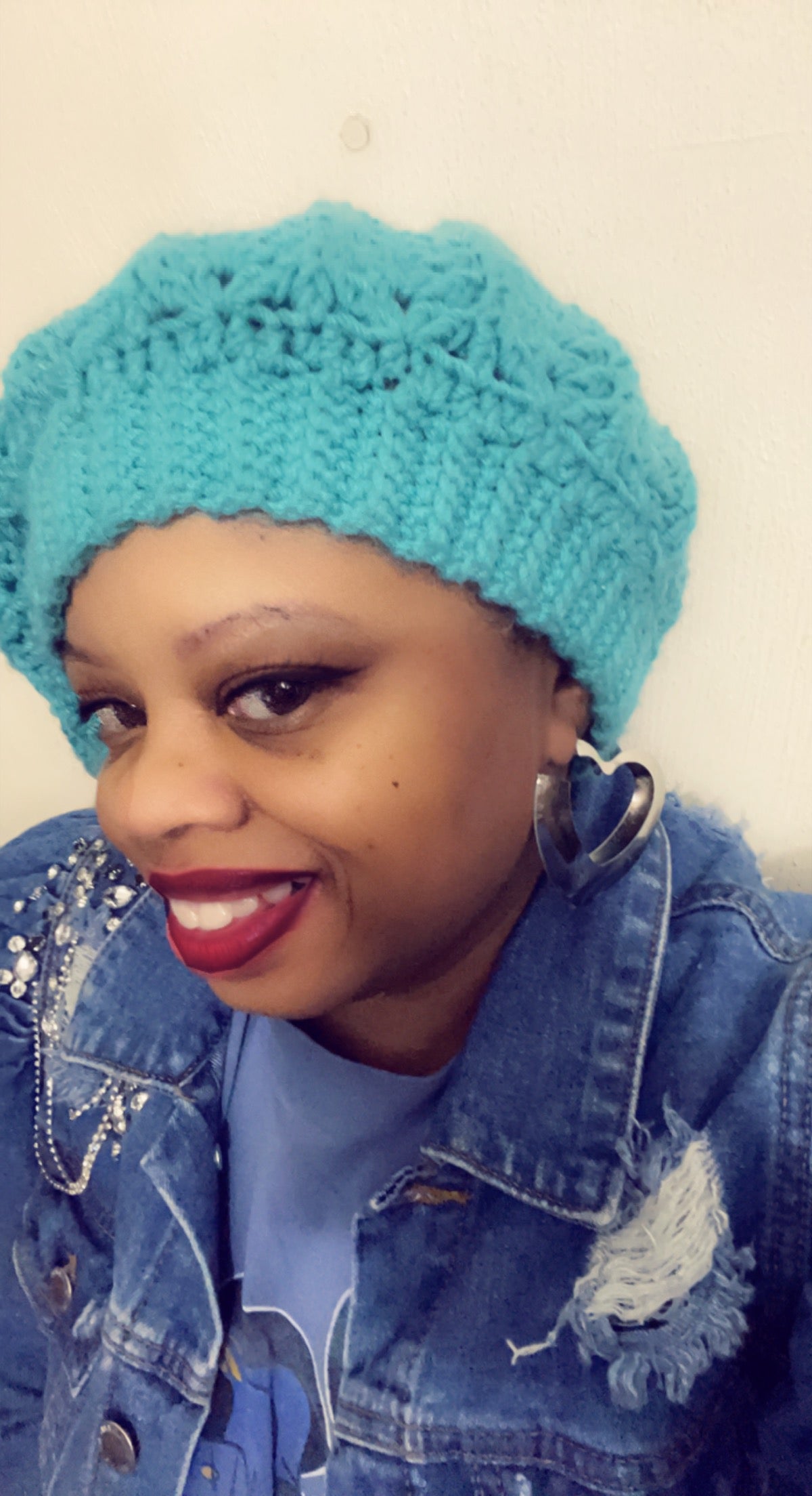 Slouchy Crochet Tam – Handmade Scallop Stitch Beanie, Cozy Winter Hat